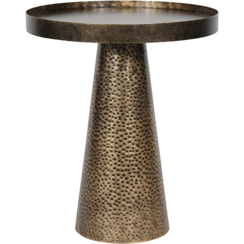 Belgrave Iron Side Table 51 cm – Round Hammered Iron Occasional Table in Antique Gold