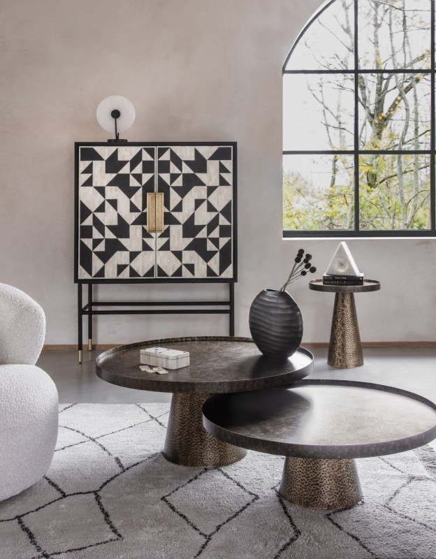 Belgrave Iron Round Side Table in Antique Gold Finish 51cm