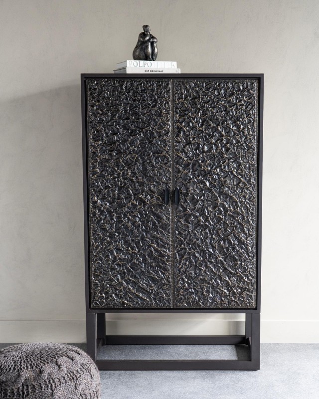 Belgravia Brass and Mango Wood Bar Cabinet 150 cm