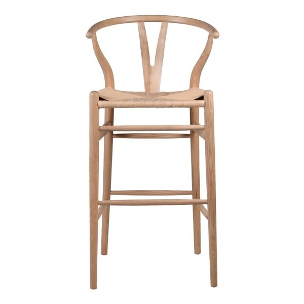 farmhouse bar stool for kitchen island in natural elm and rattan
