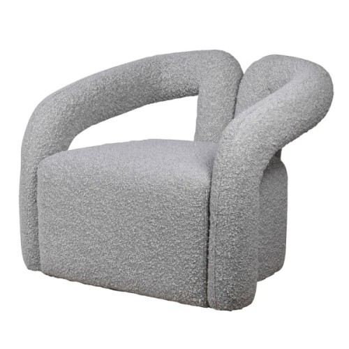 Camden Grey Bouclé Armchair 85 cm with Sculptural Backrest
