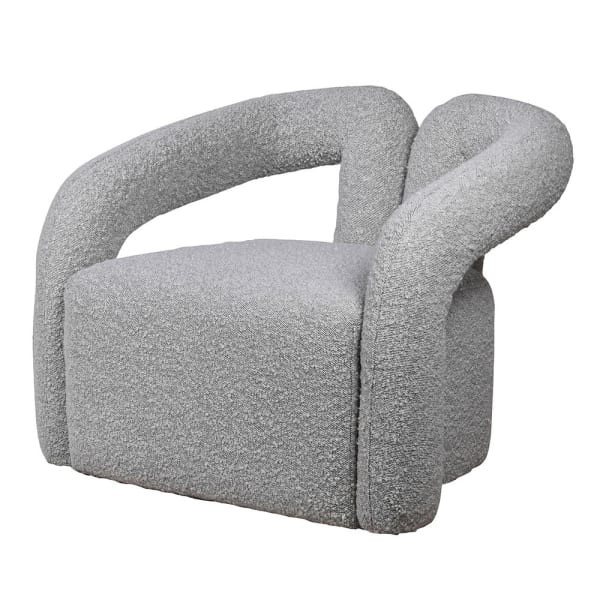 Camden Grey Bouclé Accent Chair with Distinctive Backrest