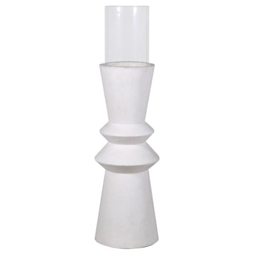 Tall Focus Floor Lantern 107 cm with Glass Shade and Cement Base