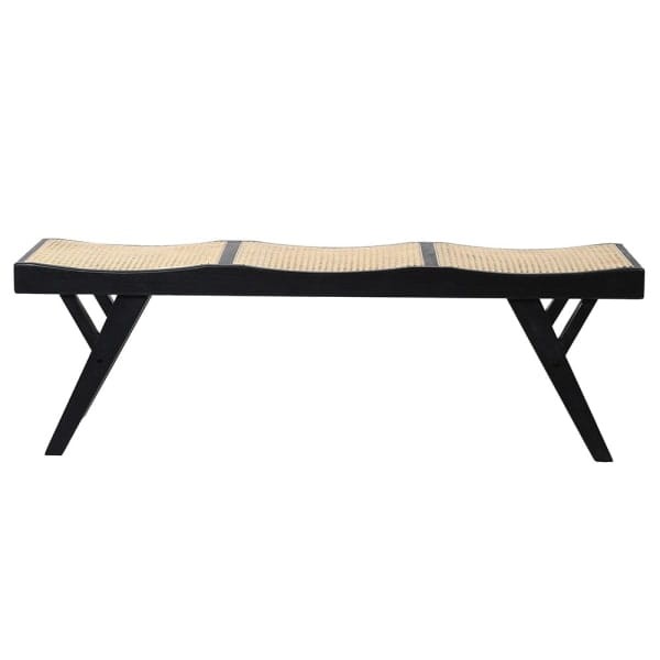 Zelten Black Bench 140 cm with Vienna Cane Weave and Wooden Frame