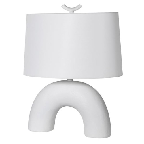 Arch White Ceramic Table Lamp 56cm – White Linen Shade