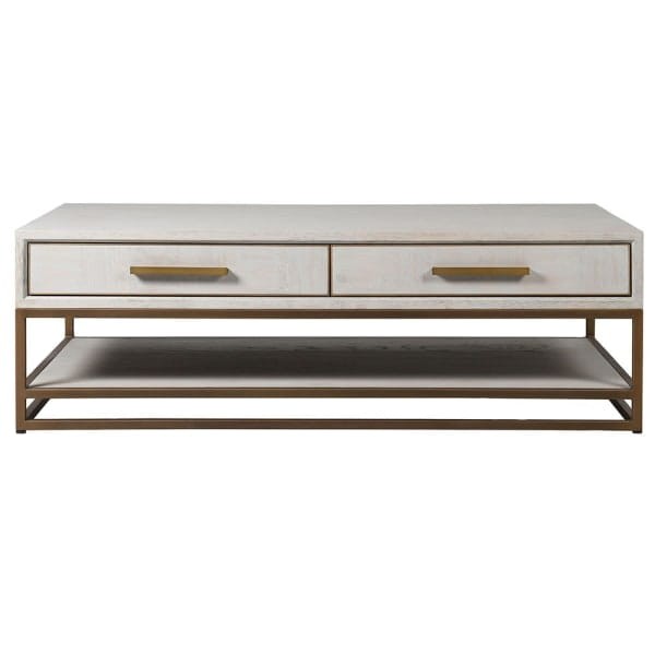 Primrose Oak Coffee Table - 130 cm with Copper Accents