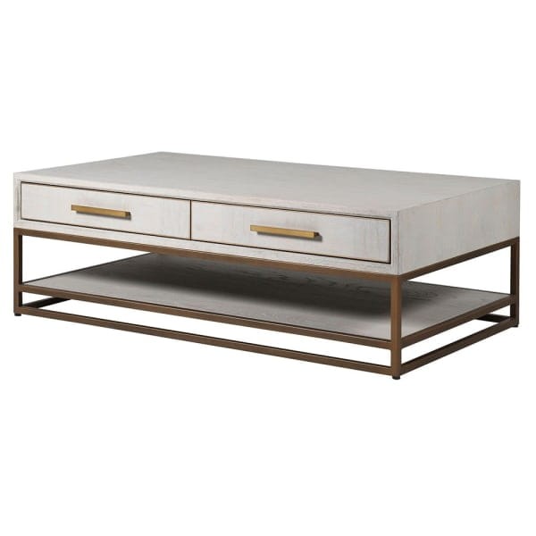 Primrose Oak Coffee Table - 130 cm with Copper Accents