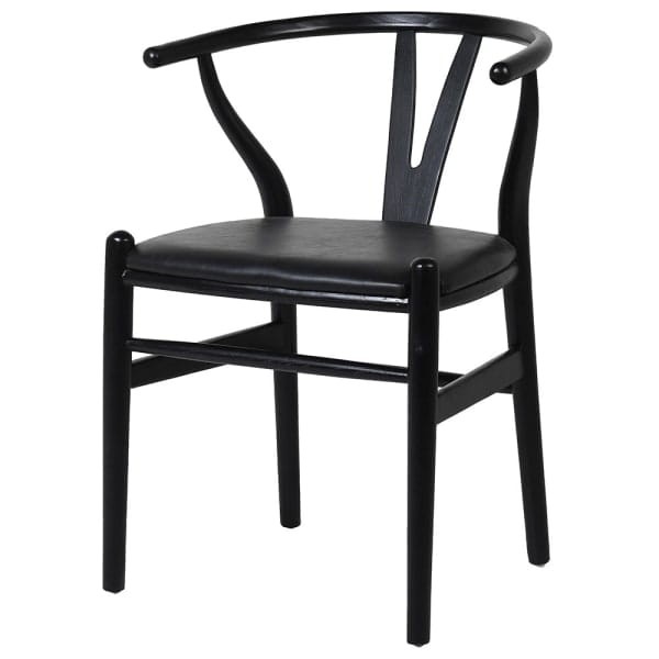 Camden Black wishbone dining chair with faux leather seat