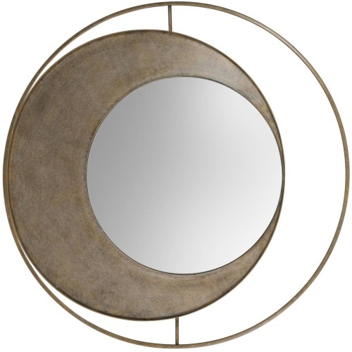 Primrose Aged Large Round Gold Wall Mirror 102cm