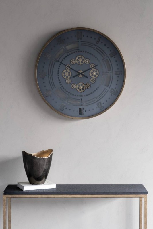 Industrial Cog wall clock 75 cm in grey and gold