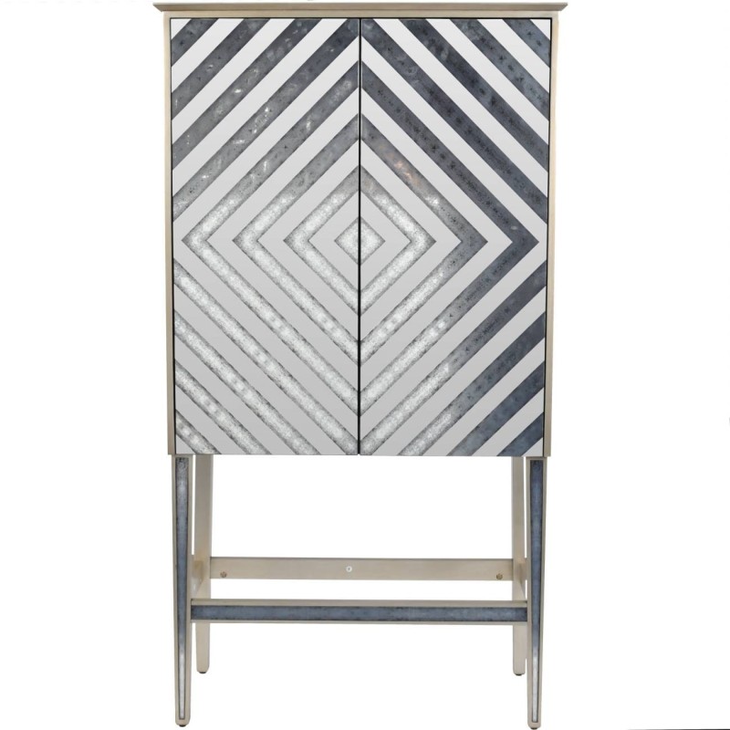 Muse Mirrored Bar Cabinet 165 cm antique mirror champagne gold finish