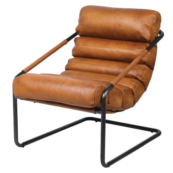 Camden Brown Leather Armchair 80 cm – Designer Natural Leather Chair