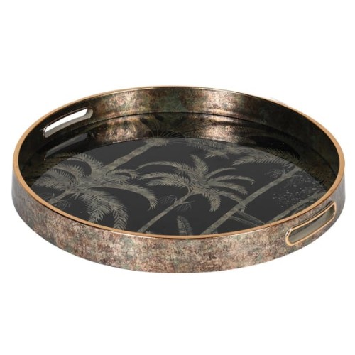 Palm Gold Black and Gold Decorative Tray 36.5 cm