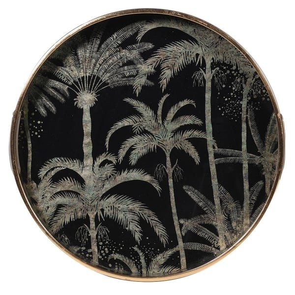 Palm Gold black and gold decorative tray 36.5 cm