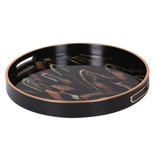 Autumn decorative tray 36.5 cm black orange brown