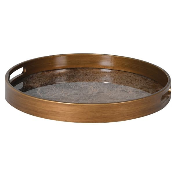 Map round decorative tray 36.5 cm with world map design