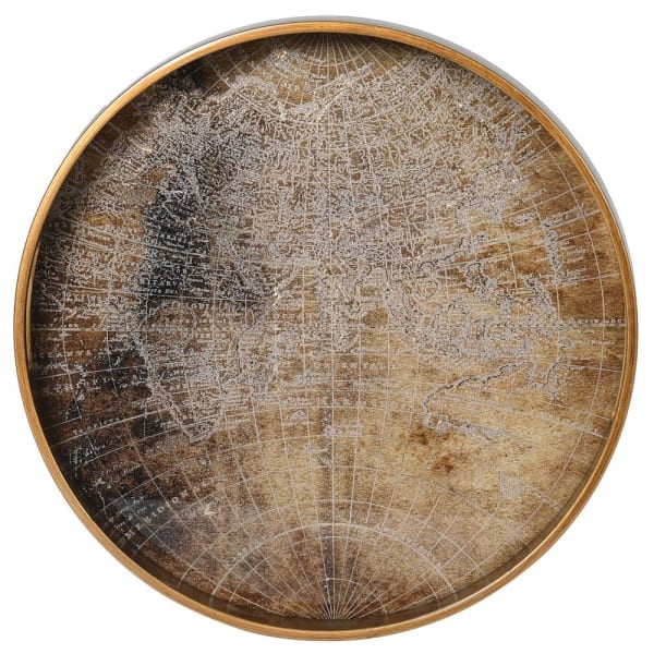 Brown decorative tray for coffee table styling
