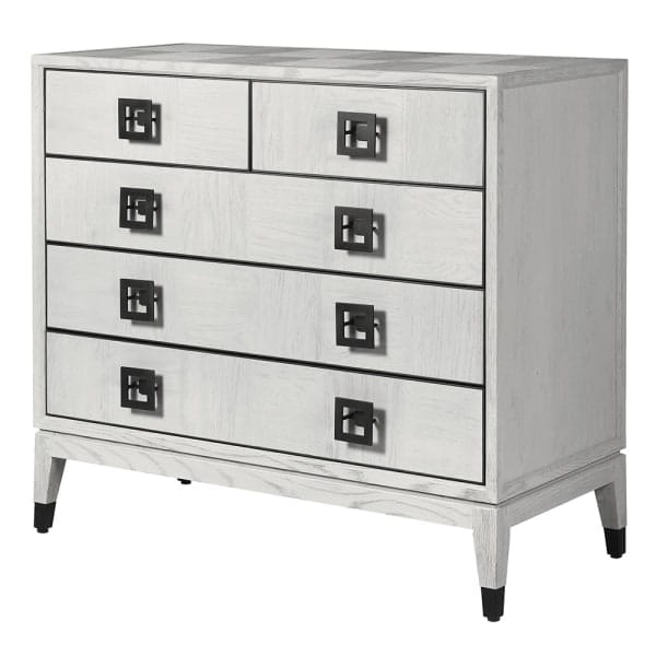 Light Oak chest of drawers 100 cm with five drawers