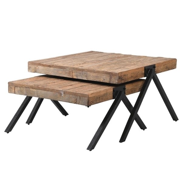 Reclaimed Oak Coffee Tables in two sizes with iron legs.
