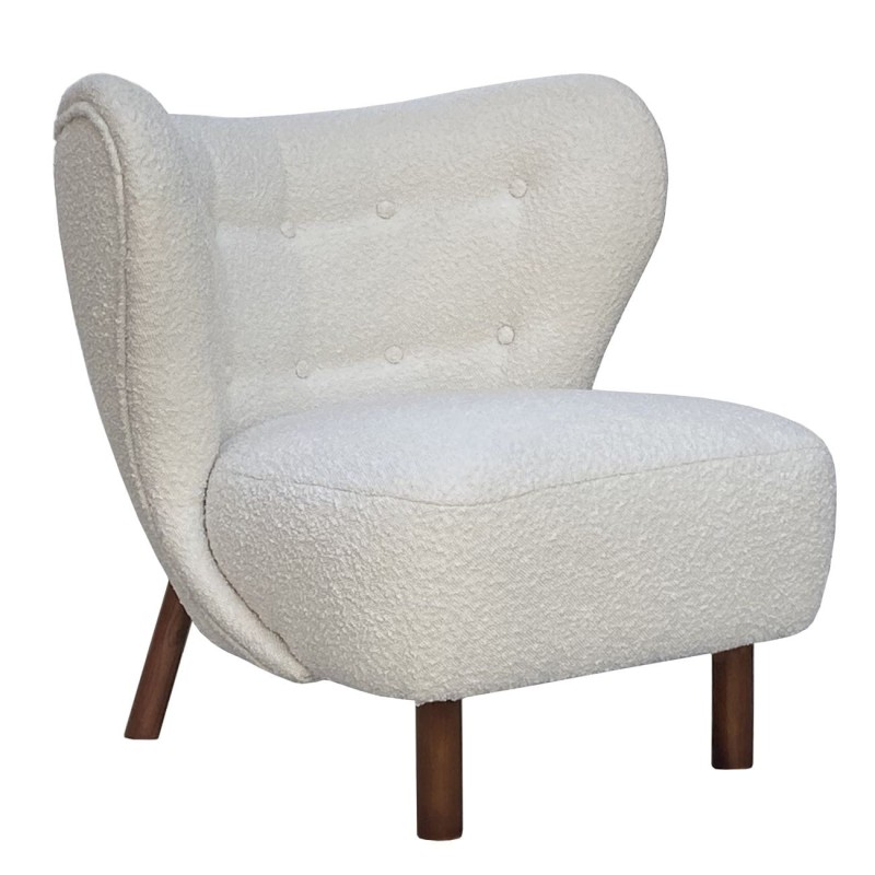 Lariat White Bouclé Accent Chair with Backrest