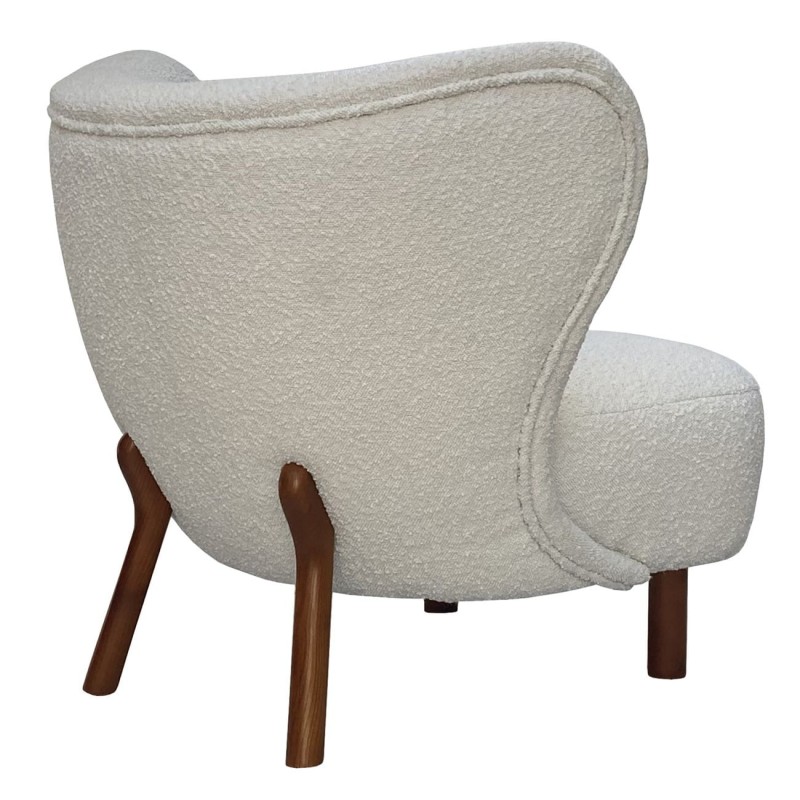 Lariat White Bouclé Accent Chair with Backrest
