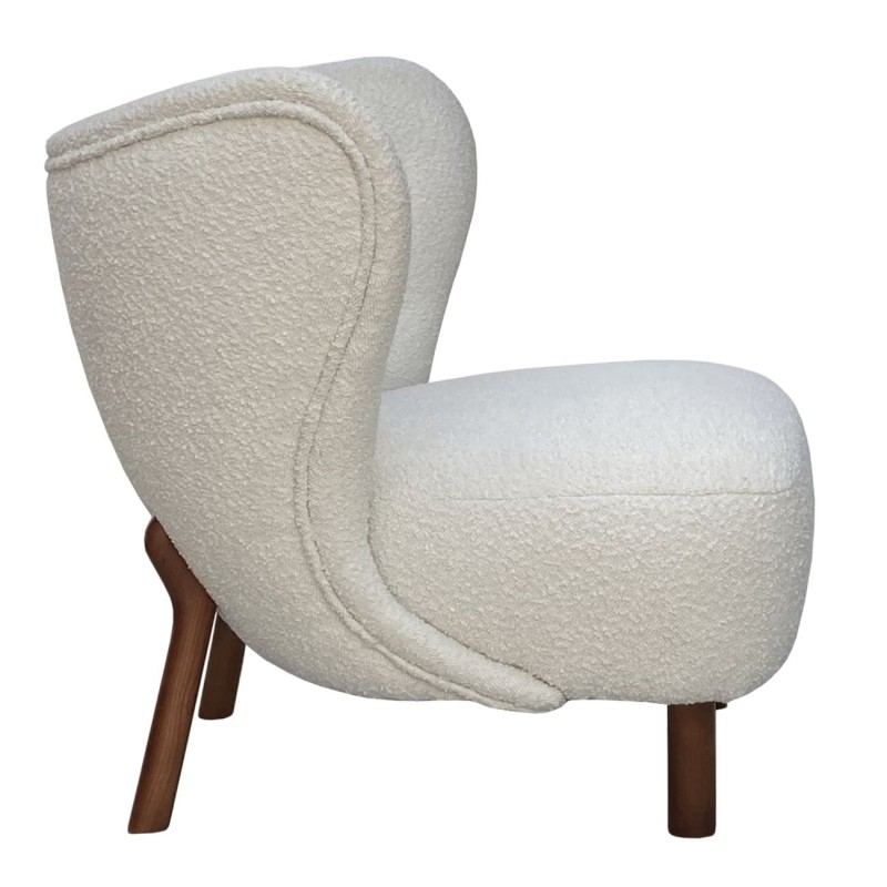 Lariat White Bouclé Accent Chair with Backrest