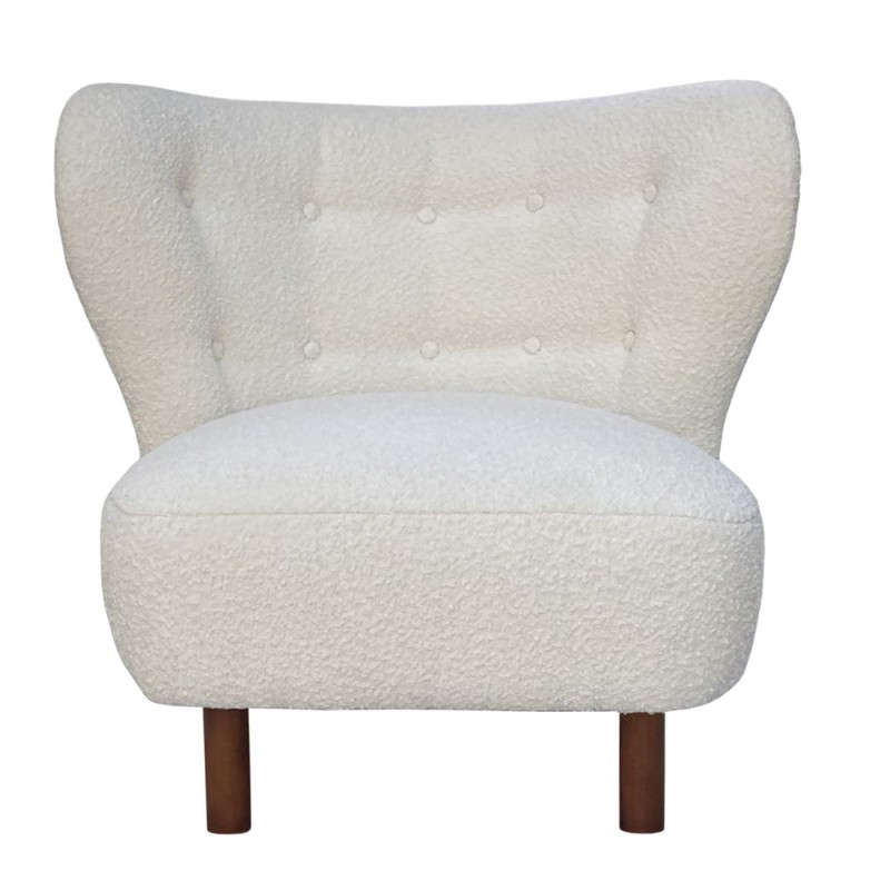 Lariat White Bouclé Accent Chair with Backrest