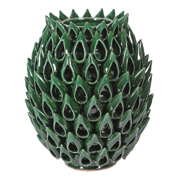 Green Ceramic Vase 35 cm - organic style