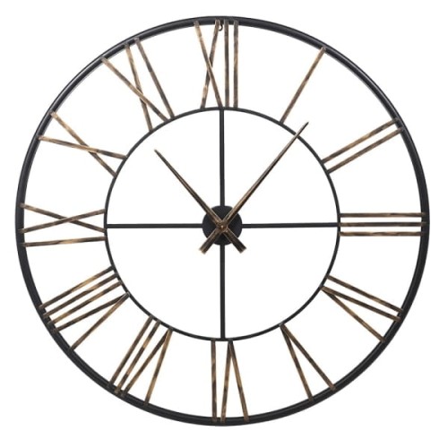 Large Bourne Gold Skeleton Wall Clock 97cm – Black & Antique Gold