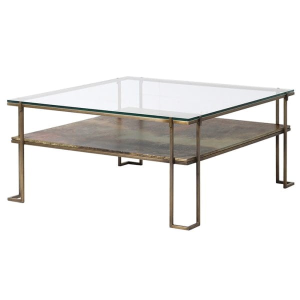 Belgrave Square antique-gold coffee table measuring 93 cm