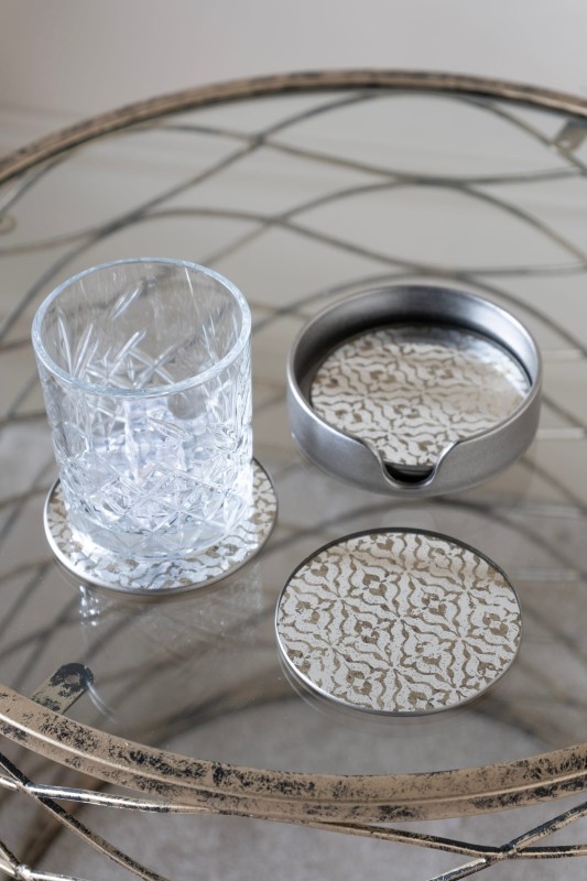 Podkładki Hampton (cztery sztuki) złoto lustro szklane