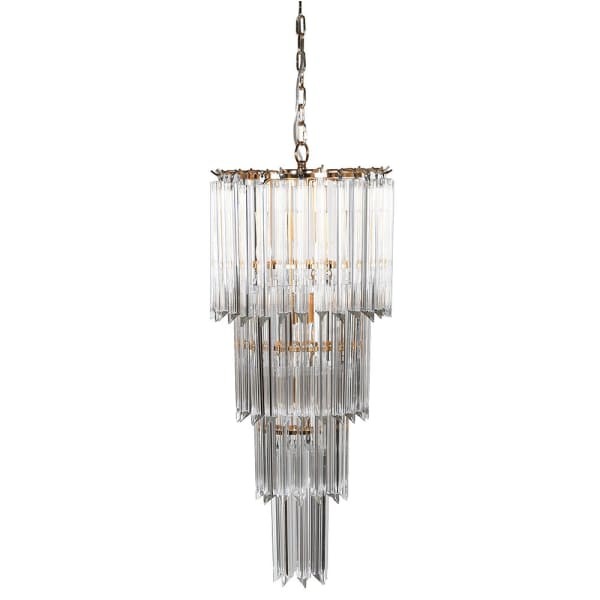 Maldon Gold Tall Glass Staircase Chandelier