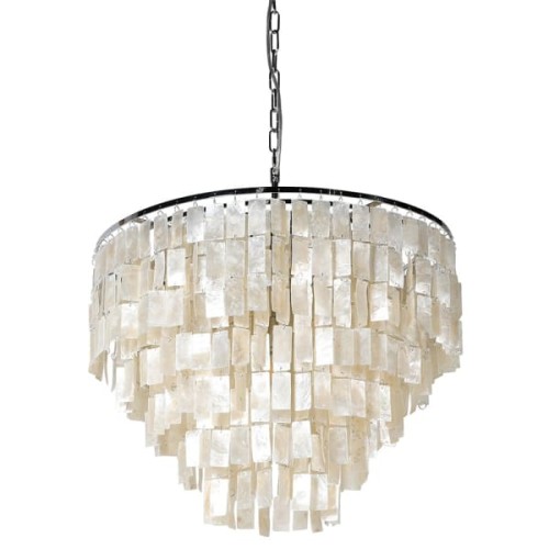Natural White Shells Handcrafted Chandelier - 50x60 cm with Silver Iron Frame