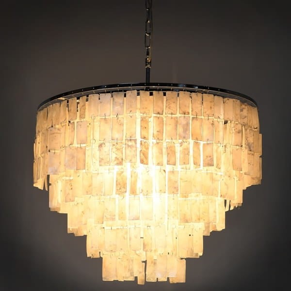 Shells Hand Made Chandelier 50x60 cm natural white shells silver iron frame