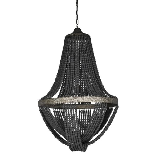 Beads Black Wooden Bead Chandelier 105 x 71 cm – Large Black Pendant Light
