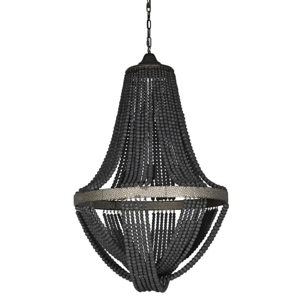 Beads Black wooden bead chandelier 105 cm