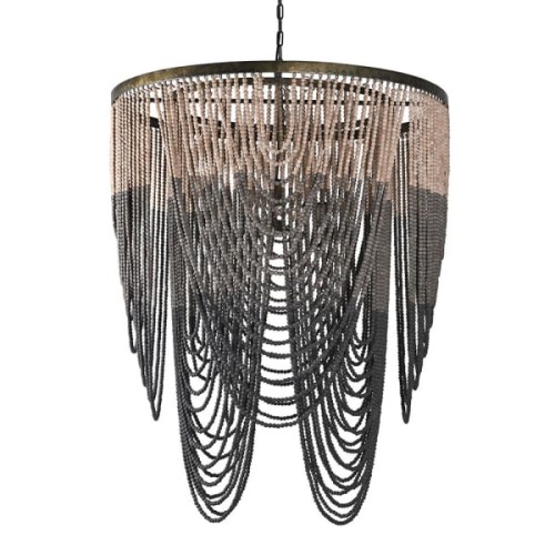 Beads Gradient Wooden Bead Chandelier 100 cm – Large Boho Pendant Light