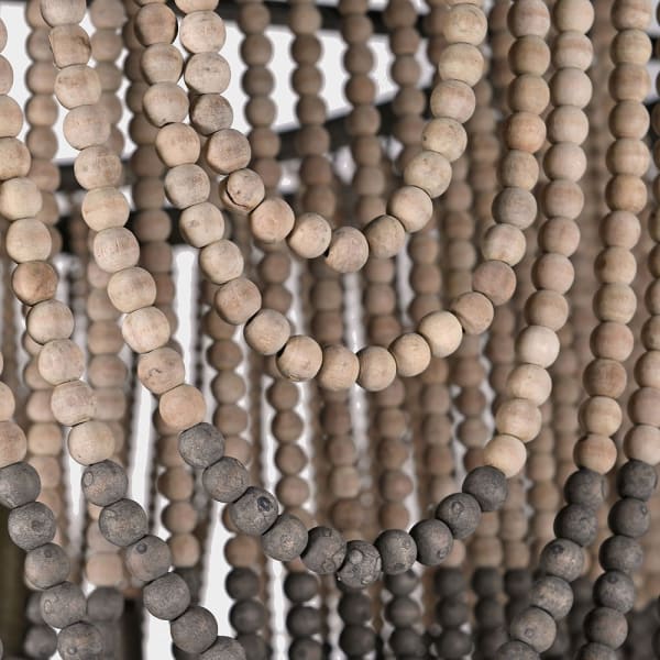 Close-up of maple wood beads on Beads Gradient chandelier