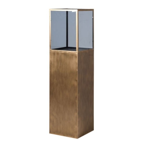 Lyall L Lantern Candle Holder - 165 cm, Gold Metal Base, Glass Panels