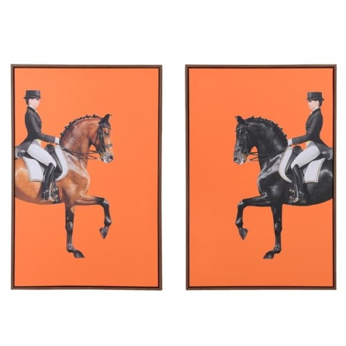 Equestrian Diptych: Horses and Riders, 90x60 cm Set