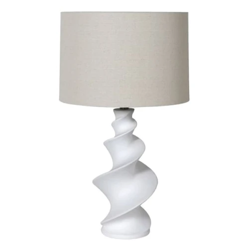 Swirl White Table Lamp 68 cm with Beige Linen Shade