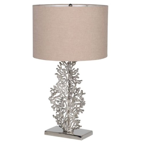 Coral Aluminium Table Lamp 67 cm Silver Base Beige Lampshade