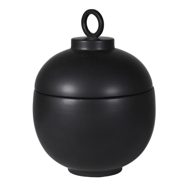 Novum Black ceramic decorative jar with lid 30cm
