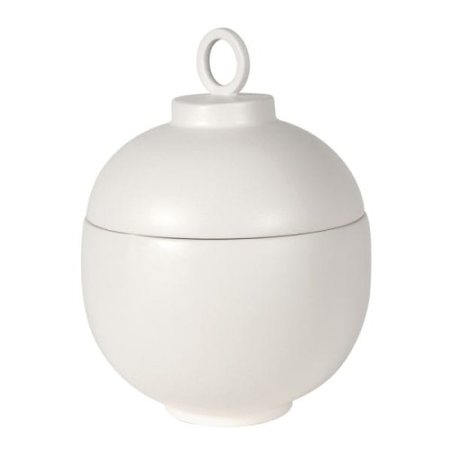 Novum White Ceramic Decorative Jar with Lid – 30cm