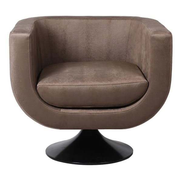 Compact brown swivel chair for a modern living room