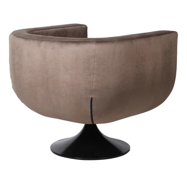 Boar Brown swivel armchair with brown upholstery and black base