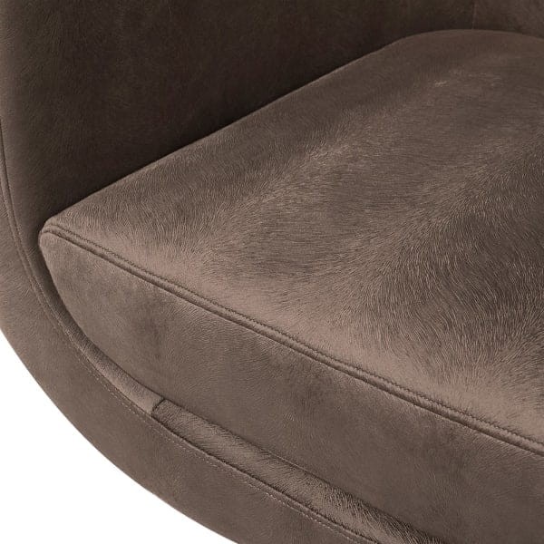 Boar Brown swivel armchair with brown upholstery and black base