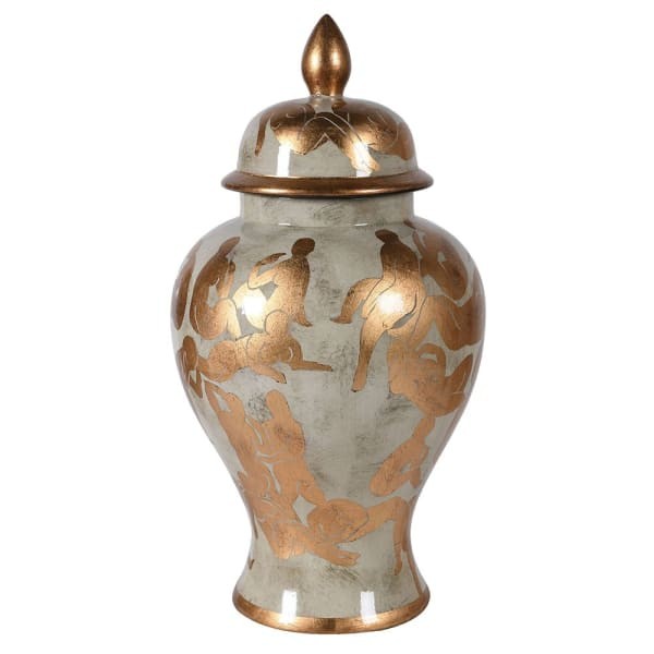 Golden Primrose Decorative Vase - Amphora Porcelain, 50 cm - Patterns