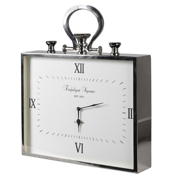 Large silver table clock for living room