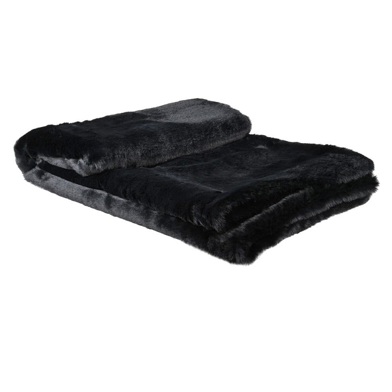 Black faux fur sofa throw for modern classic living room